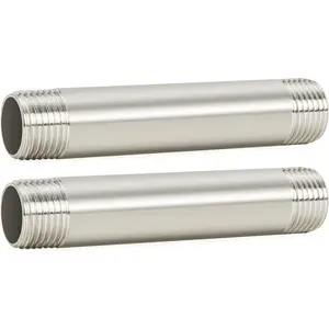 304 Stainless Steel Pipe Fitting, Nipple Cast Pipe 1/4" NPT Male x 1/4" NPT Male Thread 8" Length(200MM)(2-PACK)