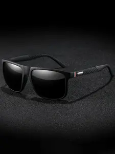 Unisex Simple Style Square Frame Sunglasses, Trendy Casual Polarized Sunglasses for Everyday Use, Fashion Accessories for Outdoor Activities