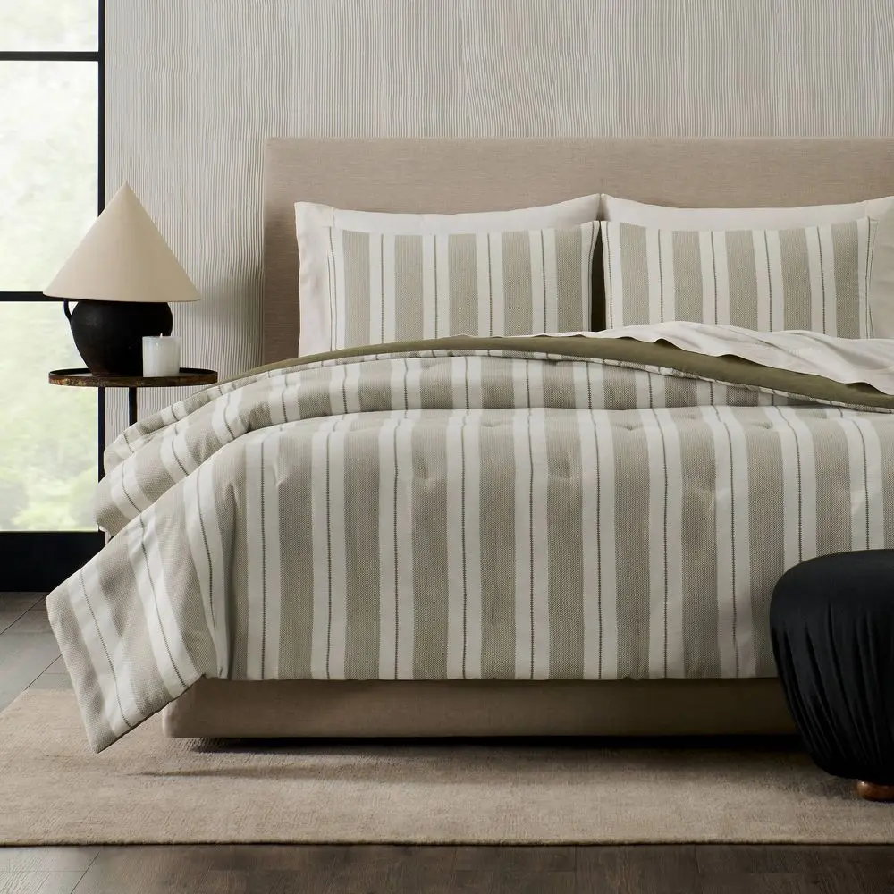 Jeremiah Brent Home 3pc Textured Stripe Cotton Comforter Set