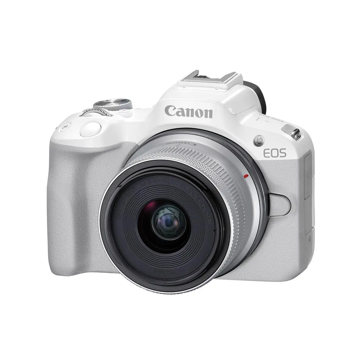 Canon EOS R50 Digital Mirrorless Camera with RF-S 18-45mm f/4.5-6.3 IS STM Lens, White, Digital Camera