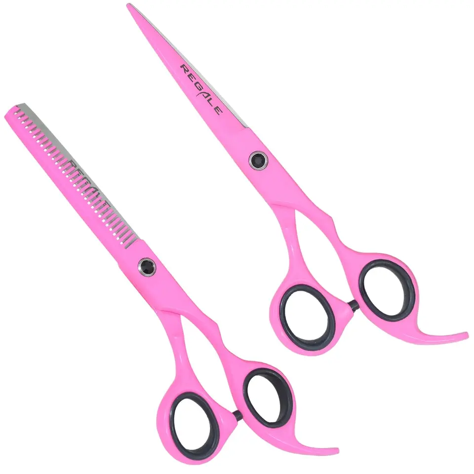 REGALE Professional Pink Hair Cutting & Thinning Shear Set | 6.5 Inch