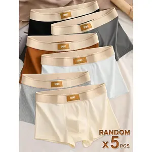 5pcs Men Underwear Set, Casual Breathable Elastic Boxer Briefs And Shorts, Soft Stretch Comfortable Men Underwear Boxer Briefs 5pcs Suit, Ideal For Casual Style