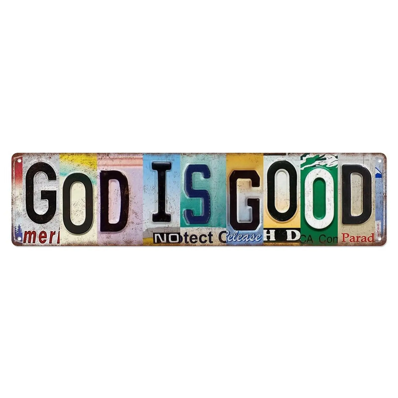 Vintage "God Is Good" Aluminum Street Sign Wall Plaque, 16x4 in Metal Accent Home Decor Products, Living Room Decor, Art for Bars & Garage