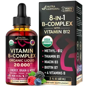 USDA Sublingual Vitamin B Complex Drops with Natural Berry Flavor 2 Months Supply