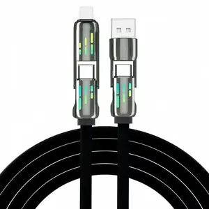 TEILYBAO 4 in 1 USB Charging Cable, Type C Charging, 240W Fast RGB Charger Cord for iPhone 16/15/14/13 & for iPad & Android Phones & for MacBook & Tablets & More, Electronic