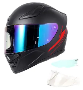 Orthrus Foxhound Motorcycle Helmet with Dual Visors Quick UV Swap Protection Ultralight ABS Shell Removable Liner Classic Black or White Color Options for Men and Women