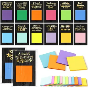 Motipuns 36 Pcs End of Year Teacher Gift Sticky Note Holder Thank You Gift Sticky Note Pad Holder OPP Bags for Graduation Coworker Nurse Teacher Employee Appreciation Gifts (Black Color)