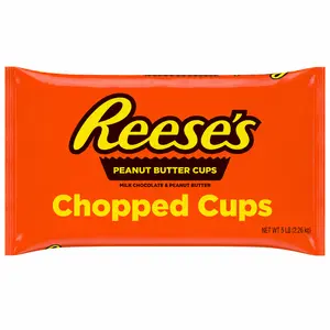 Reese's Chopped Milk Chocolate Peanut Butter Cups, 5 lb Bulk Bag - Authentic Flavor, Ready-to-Use Sweet Snack & Cookie Topping
