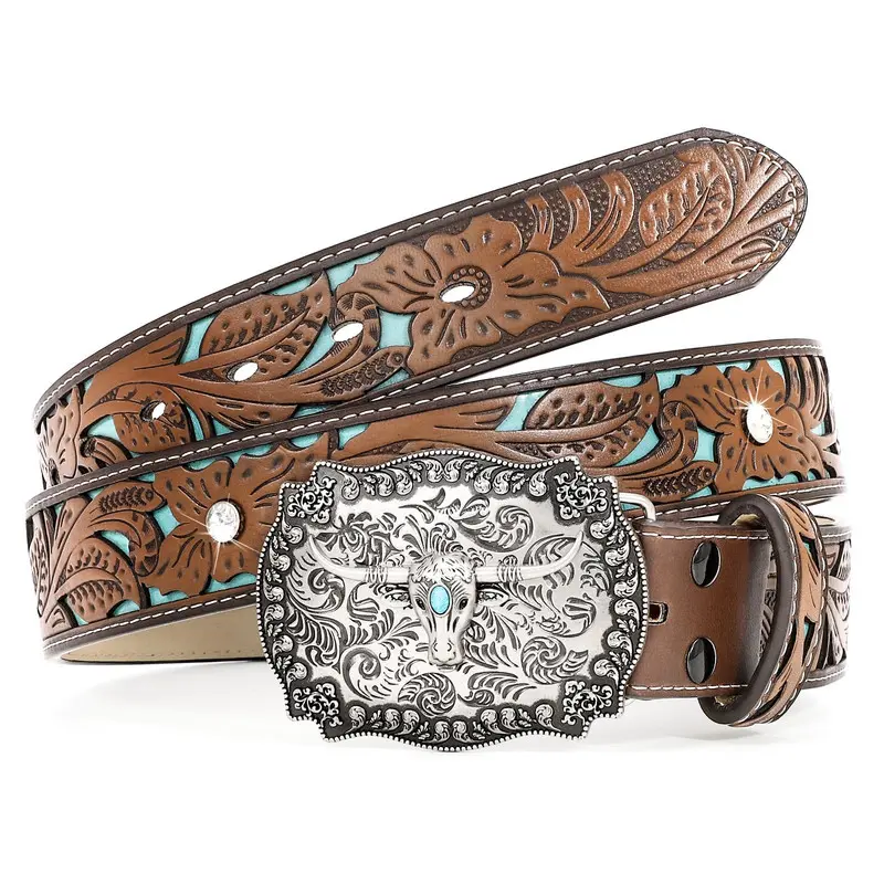 8412 Women Fashion Leather Belt Punk Studded For Jeans Pants JASGOOD Women Fashion Leather Belt Punk Studded Belt for  main image 4