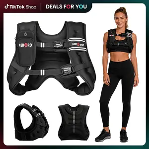 LEKÄRO Weighted Vest, 6lbs/8lbs/12lbs/16lbs/20lbs/25lbs/30lbs Weights Vest for Women Men with Reflective Stripe for Workout, Strength Training, Running, Walking, Muscle Exercise Equipment Adjustable Protective Belt