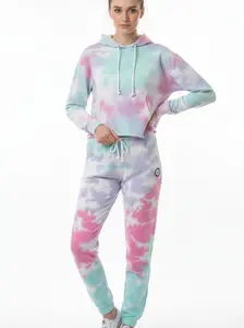 Women's Tracksuits Sweatshirt Hoodie Tie Dye Outfit Joggers Pants Two Piece Set matching  set  outfit