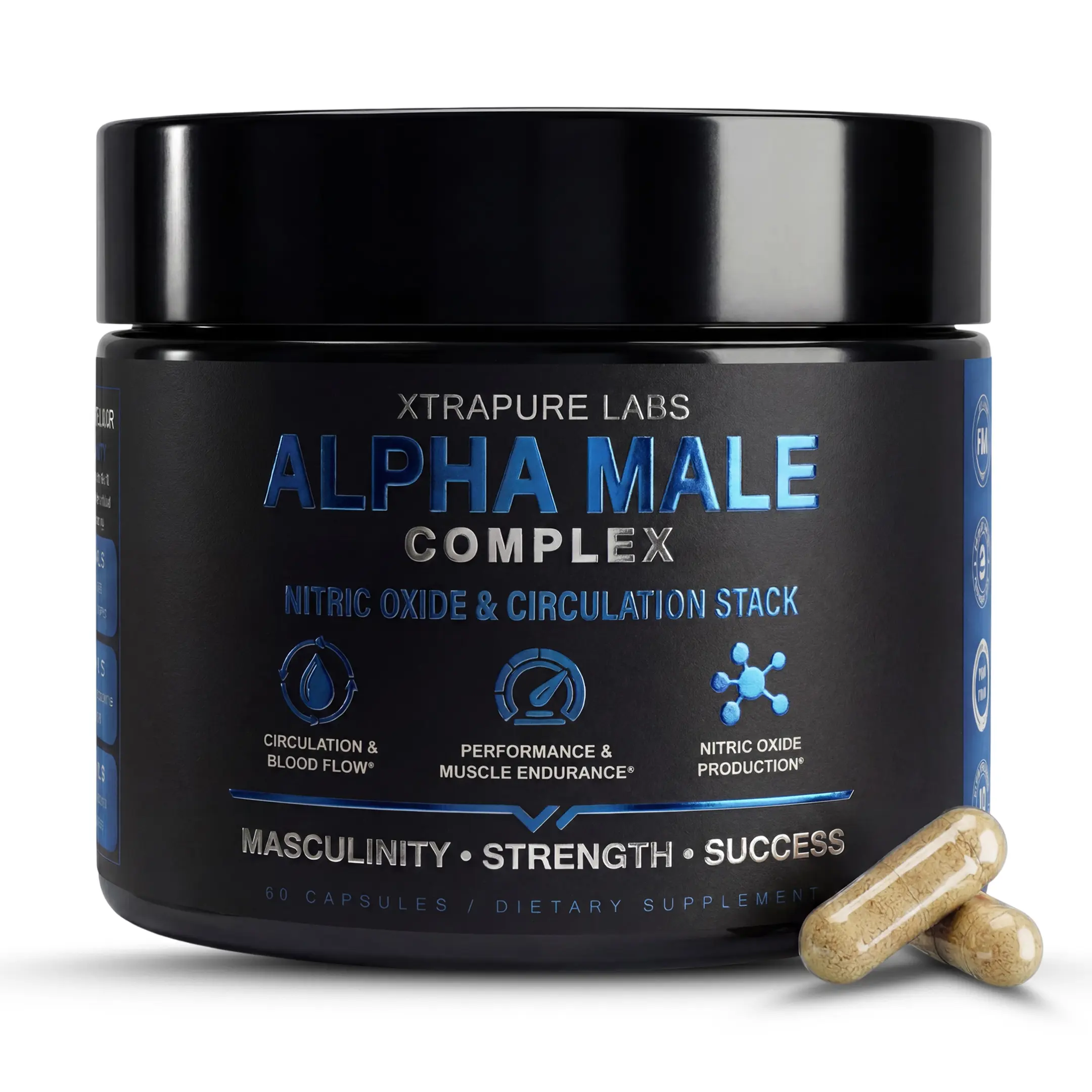 Alpha Male Complex – Nitric Oxide & Circulation High-Potency Performance & Blood Flow Support for Men | Clinically-Standardized Extracts | 60 Capsules