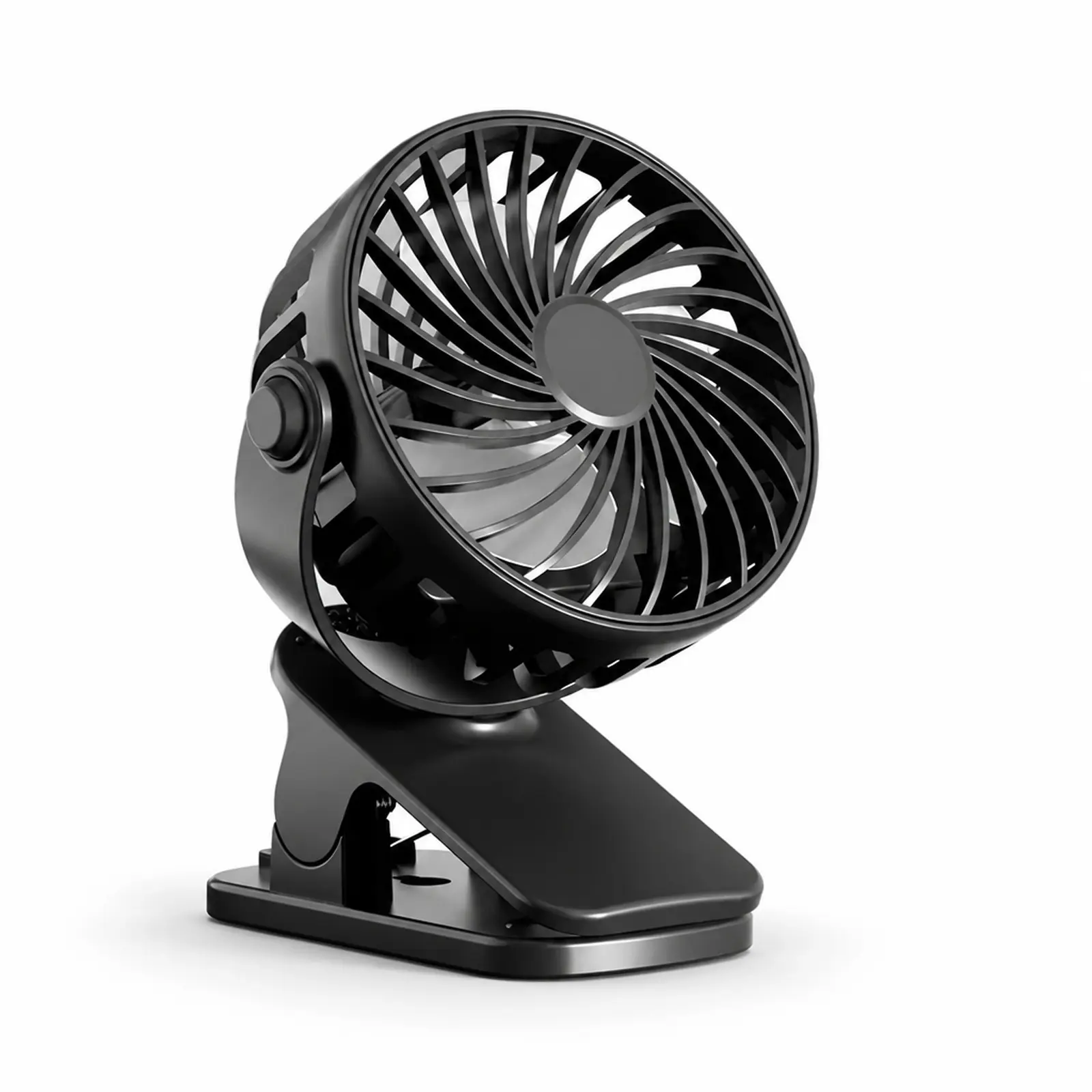 HOMEFISH Outdoor Camping Air Cooler Fan with Rechargeable Clip and Night Light, black