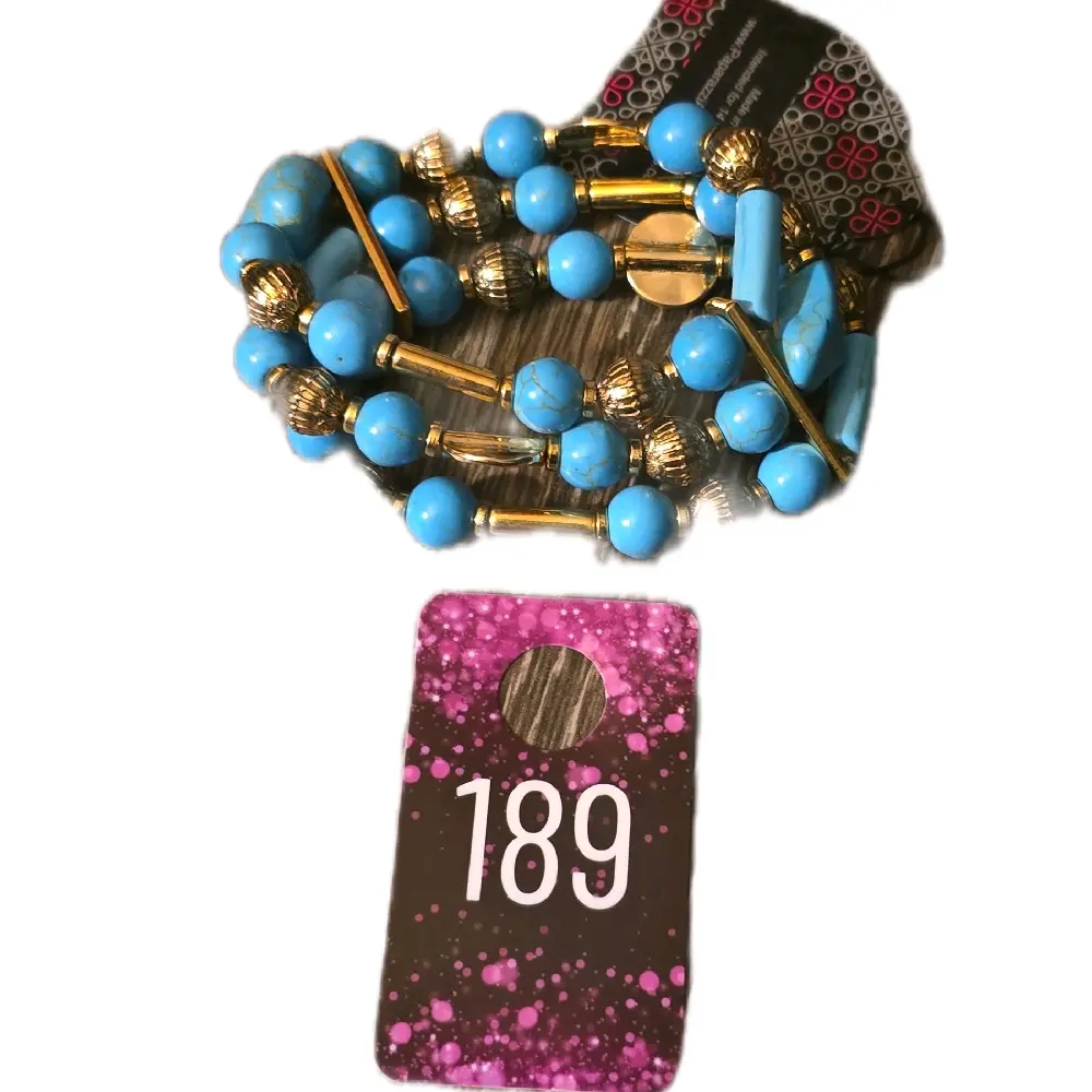 Coachella Confidence Blue Bracelet Model 189 - Introducing the Unique Design with Blue Beads and Gold Accents