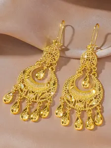 New Chinese retro palace style golden water droplet tassel long earrings Statement Earrings, perfect gift for girlfriends and girlfriends, women's light luxury daily accessories jewelry,