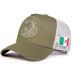 Unisex Mexico Logo embroidered Trucker Hat - Urban Streetwear Unisex Style, Fitted Cap for Men and Women, Adjustable Gorras Sombreros