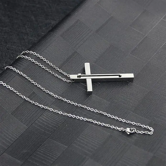 Stainless Steel Cross Toothpick reusable telescopic toothpick Necklace