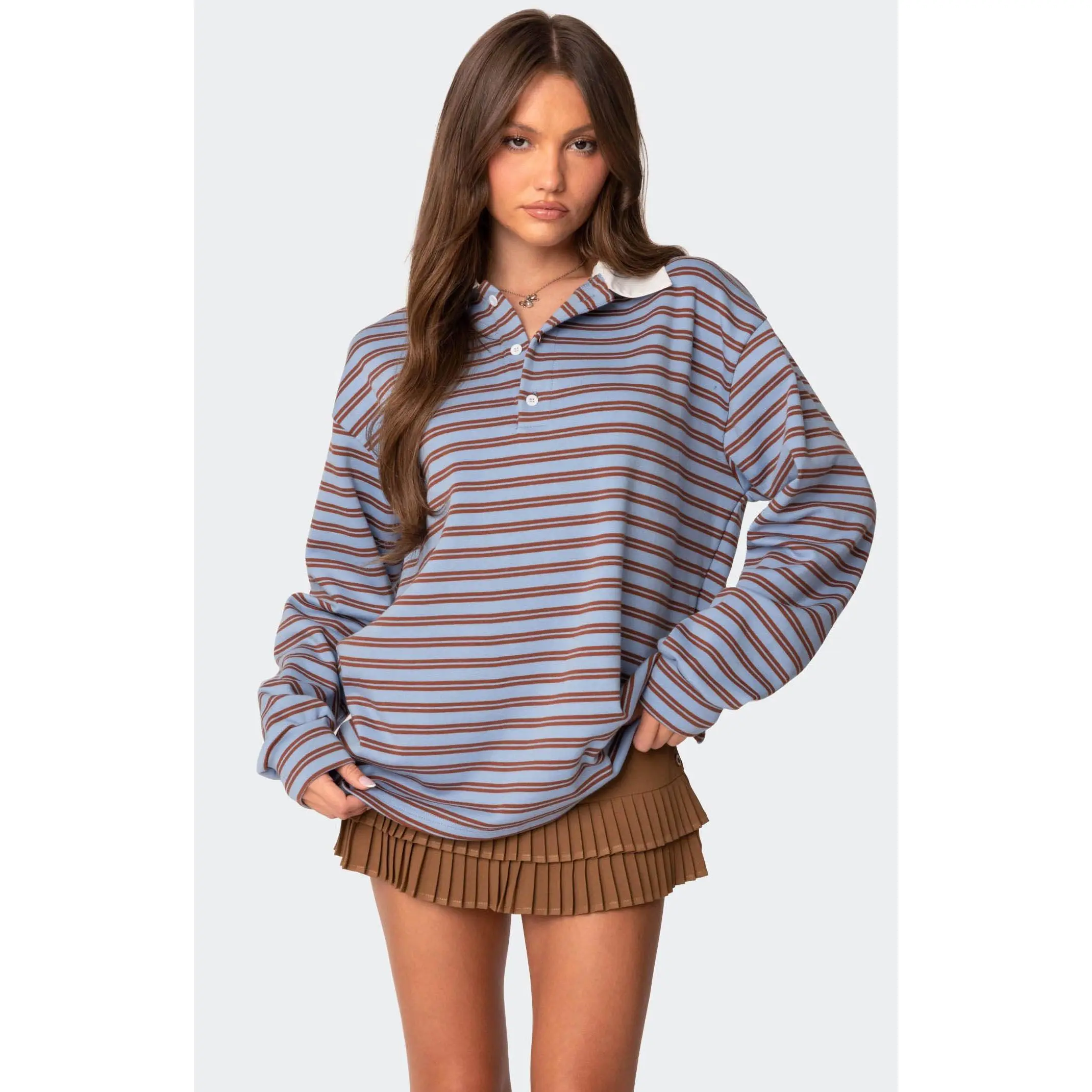 Edikted Women's Stripey Oversized Collared Shirt