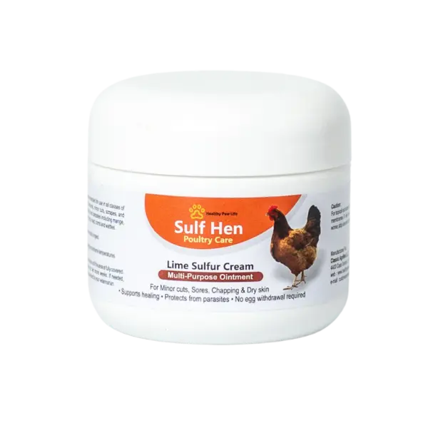 Healthy Paw Life's SULF HEN Lime Sulfur Cream for Poultry Care – Ointment for Pecking Wounds, Chapped Skin, Cuts, Infections and Dermatitis – 2 oz