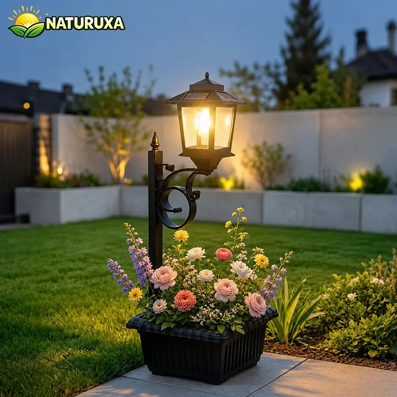 Naturuxa 1/2 Pcs Solar Lamp Post Light with Planter – Patio, halloween decorations, Fall Home Decor, Waterproof Holiday Decor. 2-in-1 Outdoor Solar Post Light for Porch, Front Door, Patio, Roadside, Home Decor, Essentials, Camping.