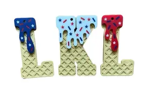 Patriotic Drip Letter Bag Tags Keychain Acrylic Personalized Alphabet Initials Red White Blue Drip Design for Bags & Keys