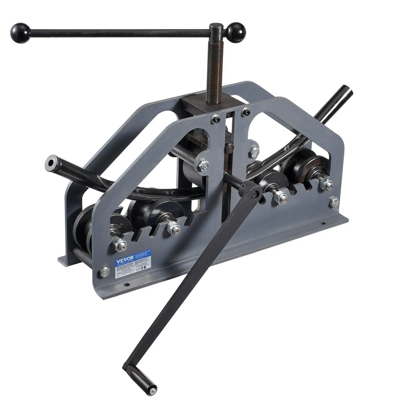 Tube Roller Bender, Max 1-1/2" Manual Tube Pipe Roller Bender with 6 Dies, 360° Copper Aluminum Pipe Bending Tool for Square, Round Tube & Flat Bar, Ideal for HVAC Air Conditioning Auto Repair