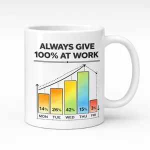 Always Give 100% at Work Funny Office Mug