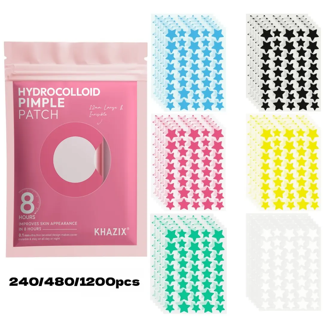 240/480/1200 Pieces Facial Cartoon Hydrocolloid Acne Spot Patches, Pimple Patches Cute, Essential Star Design, High Value Fashion, Various Colors & Specifications, Perfect for Birthdays.