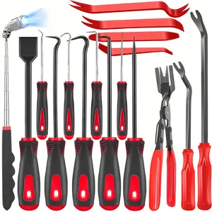 NANWEI 17pcs Hook And Paddle Tool Set, Automotive Trim Removal Kit, Including Fastener Clamps, Rivet Pullers, Magnetic Pickers, Gasket Scrapers, Scratch-free Plastic Prying Tools For Car Maintenance, A Great Choice For Daily Use And Gifting.
