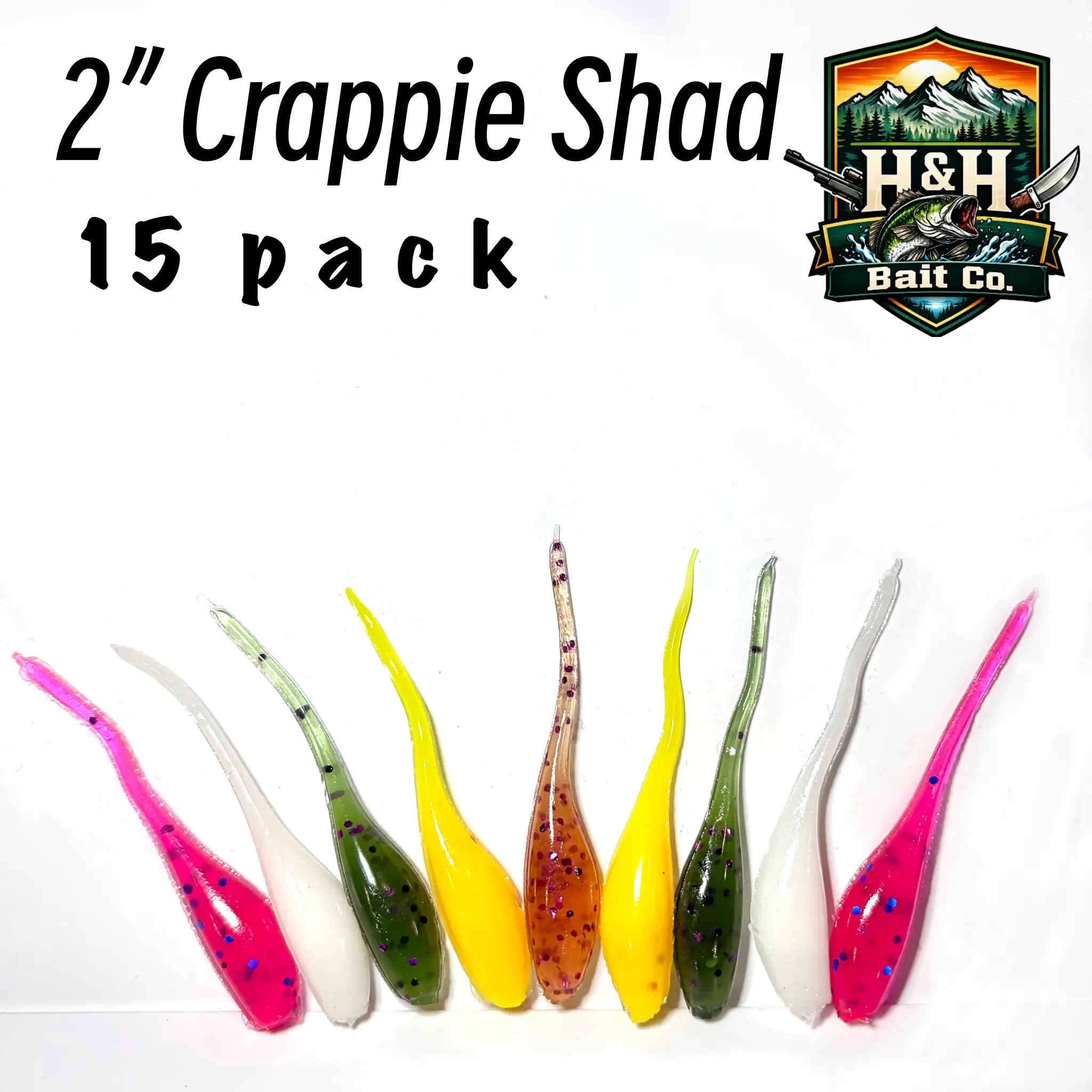 15-Pack 2-Inch Crappie Lures Soft Plastic