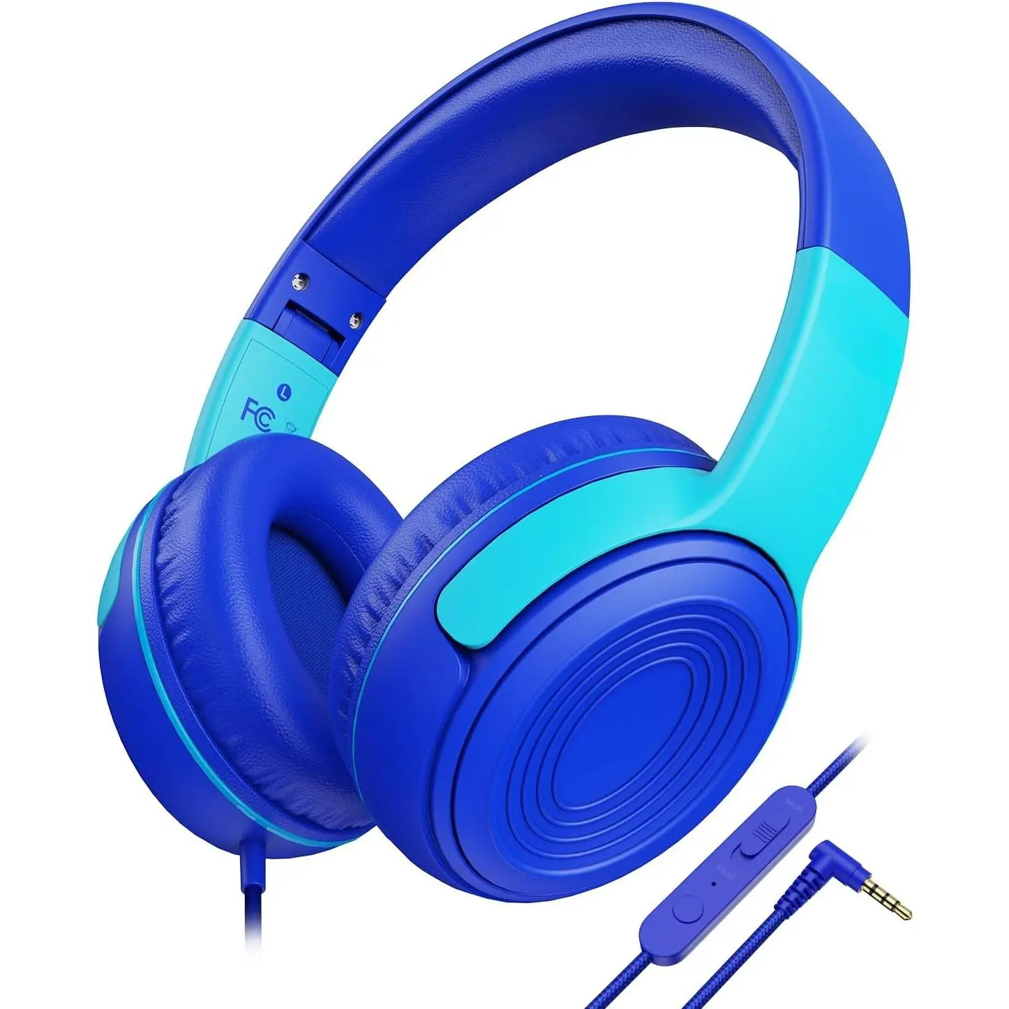 SQ-HPS004 S8 Foldable Wired On-Ear Kids Headphone with Microphone, Stereo Audio, 85dB/94dB Volume Limit, Breathable Adjustable Fit, Button Control, 3.5mm Port for Studying & Listening to Music (Navy/Blue) Noise Reduction for Devices