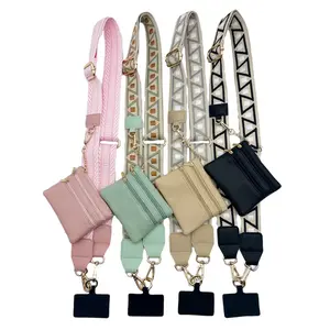 Adjustable Crossbody Phone Lanyard with Zippered Pouch, Clip and Go Strap for Phone and Wallet, Hands-Free Multifuctional Cell Phone Strap for Women/Men, Perfect for Travel, Running, Shopping