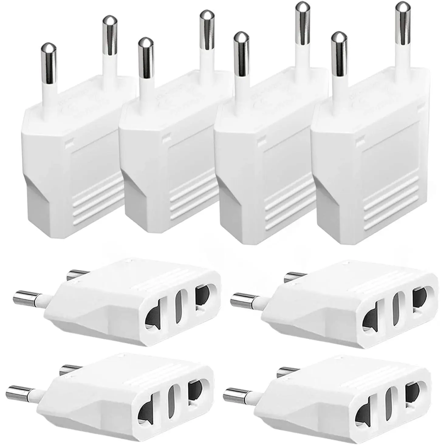 8 Pack US/CA to EU European Plug Adapter-Type C Plug, 2-Prong to 2-Prong Europe Outlet Travel Adapters Universal Power Jack Wall Plug Travel from USA/Canada to Europe/Asia