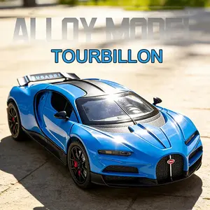 1:24 Bugatti Tourbillon Toy Car Model with Pull Back, Lights, Music, Miniature Sports Car, Spray Function, Children's Educational Toy