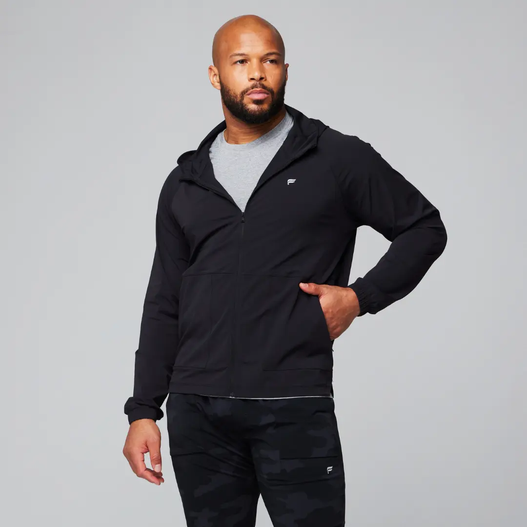 Fabletics Men's The One Jacket- Quick Dry Athletic Zip Pockets Fabletics Men's The One Jacket- Quick Dry Athletic Zip Pockets