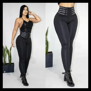 Leggins botones brillantes negro
