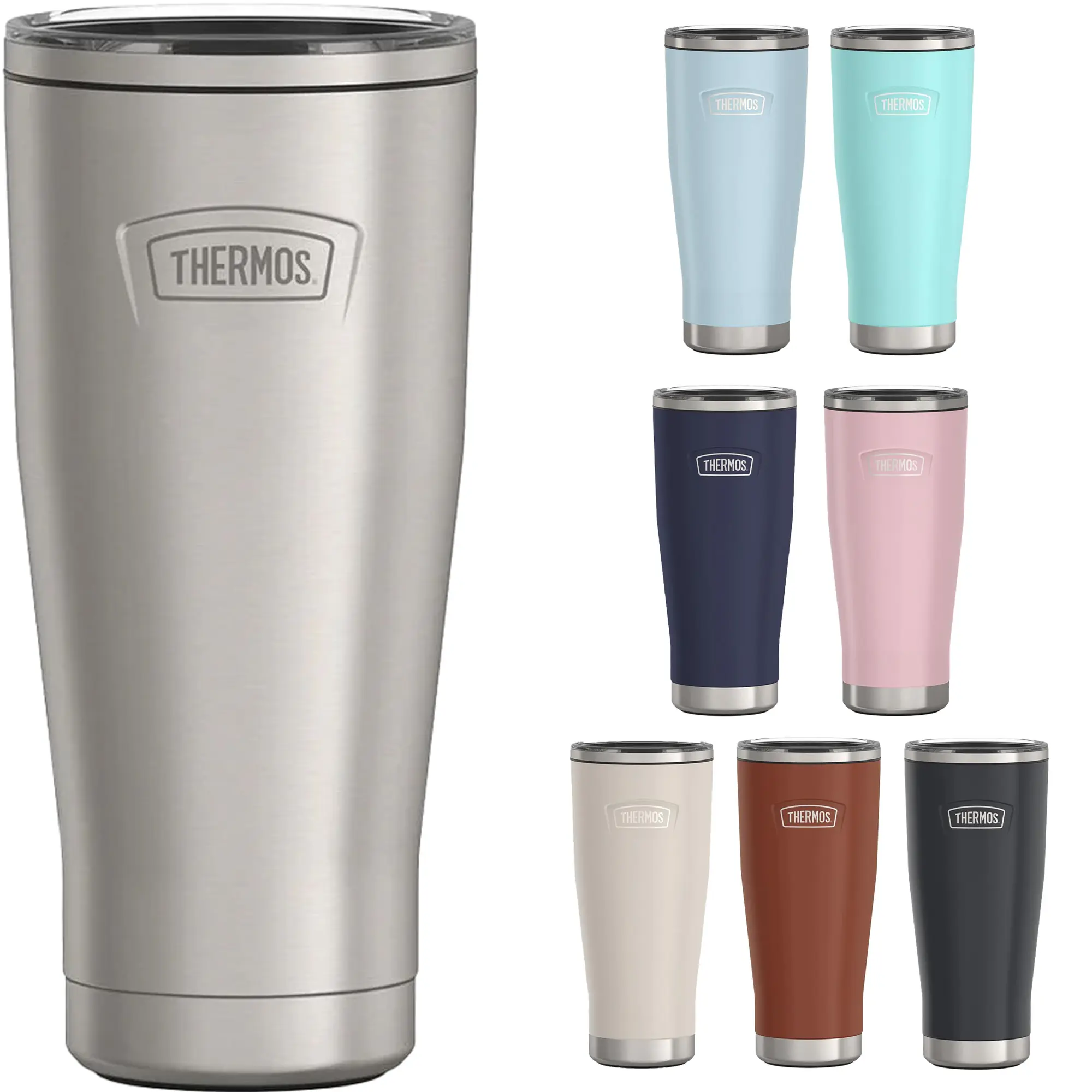 Thermos 18 oz. Icon Vacuum Insulated Stainless Steel Flask Tumbler, Coffee-Compatible, Leak-Proof Lid, Included Straw