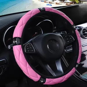 Car PU Leather Steering Wheel Cover for Summer, Non-slip Waterproof Steering Wheel Cover, Universal Car Interior Accessories