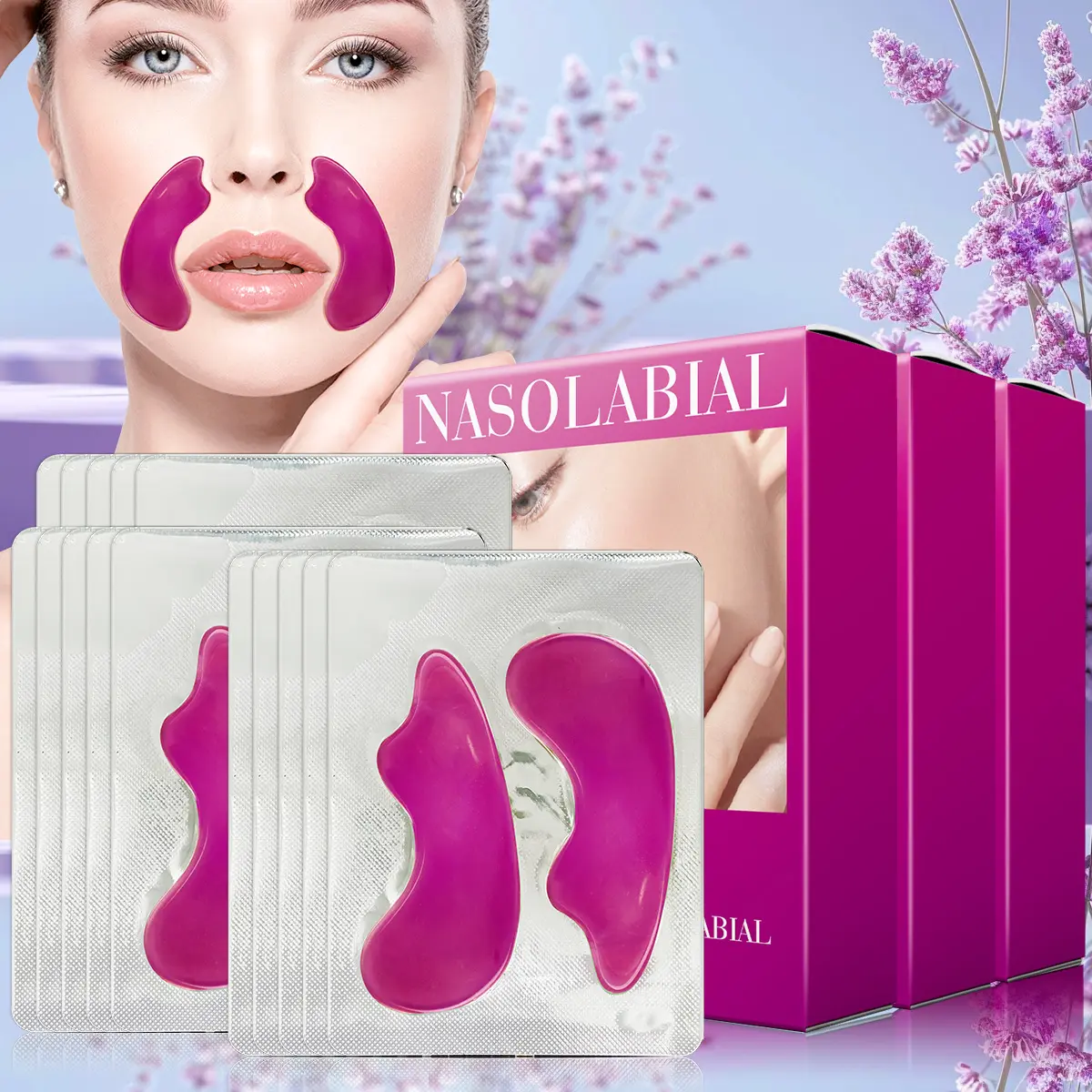 3 boxes of grape seed/avocado/watermelon/hyaluronic acid collagen nasolabial fold mask, lighten fine lines at the corners of the mouth, make your smile more confident, moisturizing facial care product.nasolabial mask