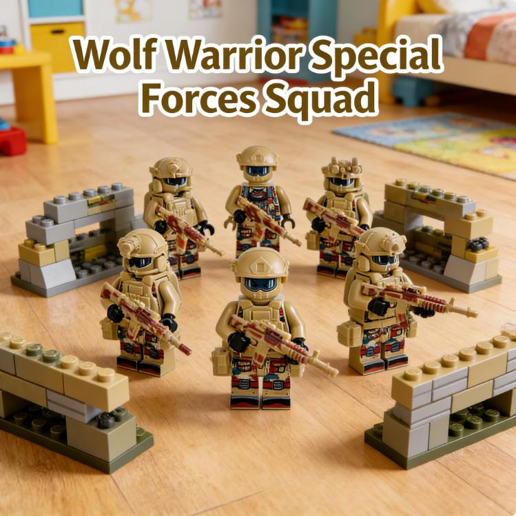 6 PCS Wolf Warrior Special Forces Squad  Set - Compatible Building Blocks Military Minifigures, Commando Army Men, Small Bricks STEM Toy for Boys