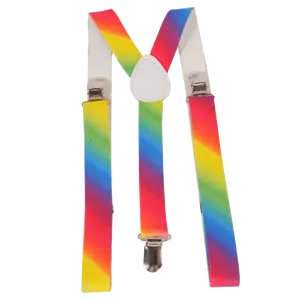 Rainbow Suspenders - Wide | Multicolor Adjustable Y-Back Suspenders with Sliver Clasps – Costume Accessory - Unisex Fashion