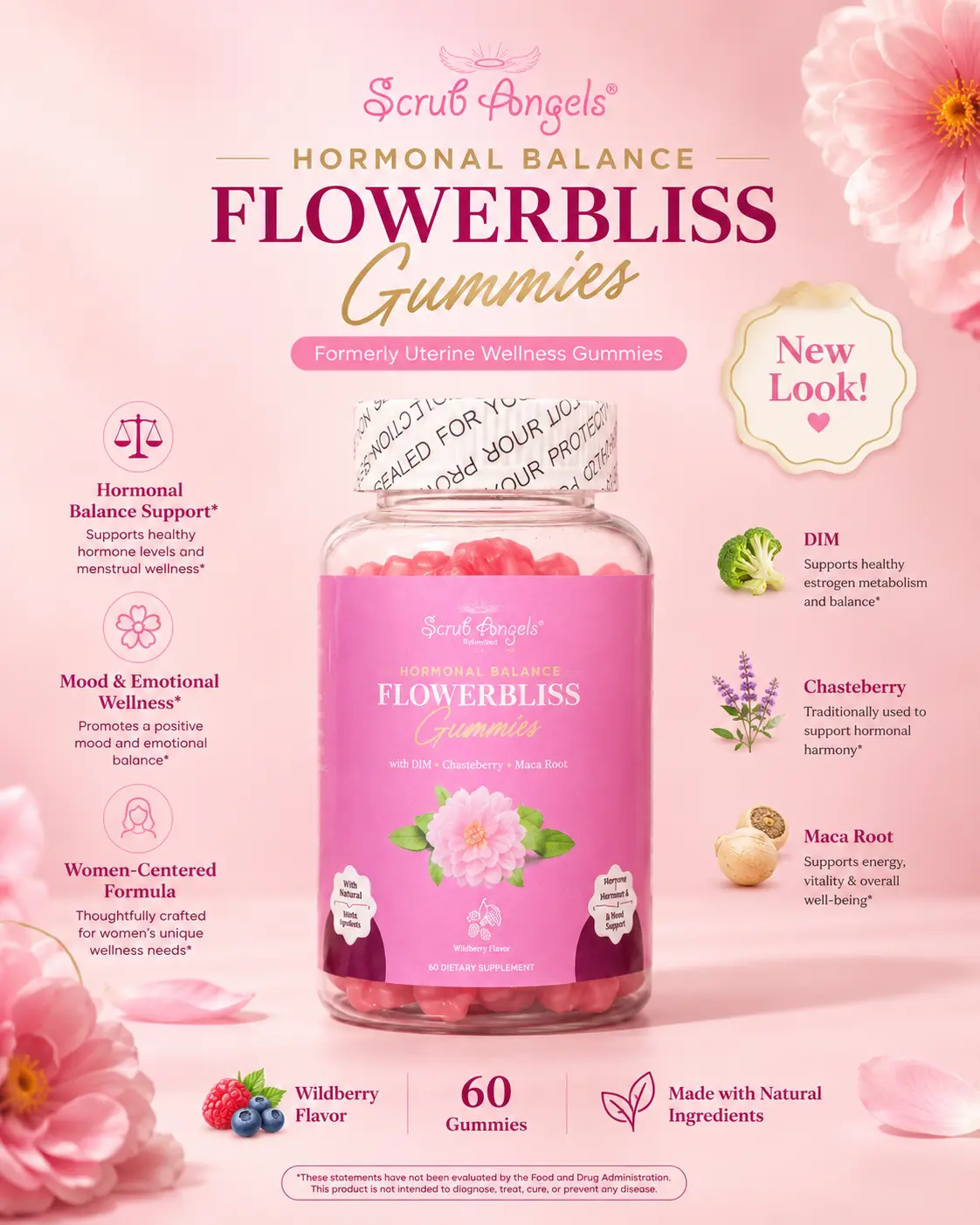 Hormonal Balance Flowerbliss Gummies with DIM and Chasteberry (Contains 30 servings)