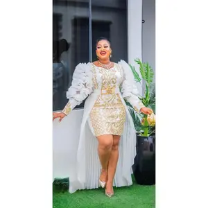 Elegant White Sequin Embellished Pleated Overskirt Dress Midi Wedding Guest Birthday Photoshoot Party Gala Anniversary Graduation Cocktail Dinner Engagement Ceremony