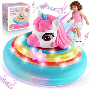 Magic Unicorn Floating Football! Soft foam for zero collisions, LED colour lights flash + cheerful music. Indoor party toy for children aged 3+, works on floors and carpets. A birthday surprise gift!