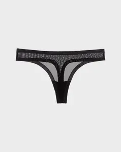 Seamless Black Sheer Thong