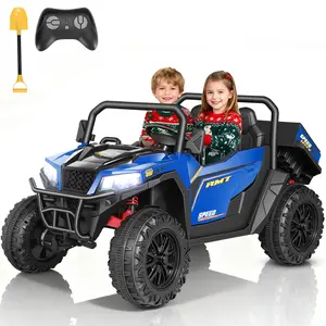 FUNTOK 24V Ride On UTV Dump Truck, the amazing kids electric car, An Amazing Holiday Gift for Boys & Girls, Parent Remote, Dump Bed, 4WD/2WD, LED Lights, Music & Bluetooth