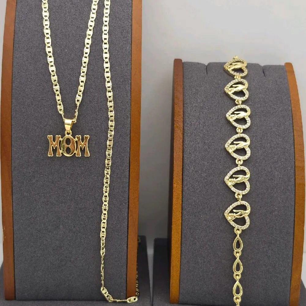 MOM beautiful set chain 24"inches bracelet 7 to 9"inches  with stones beautiful design