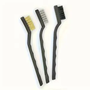 3-Piece Professional Wire Brush Set, Ideal for Cleaning, Welding, Deburring, Rust Removal, Stainless Steel, Brass, Nylon Brushes