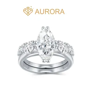 【#218 Marquise combo】Full Moissanite main stone and side stone ring 925 Sterling Silver Engagement gift Jewelry Synthetic Moissanite