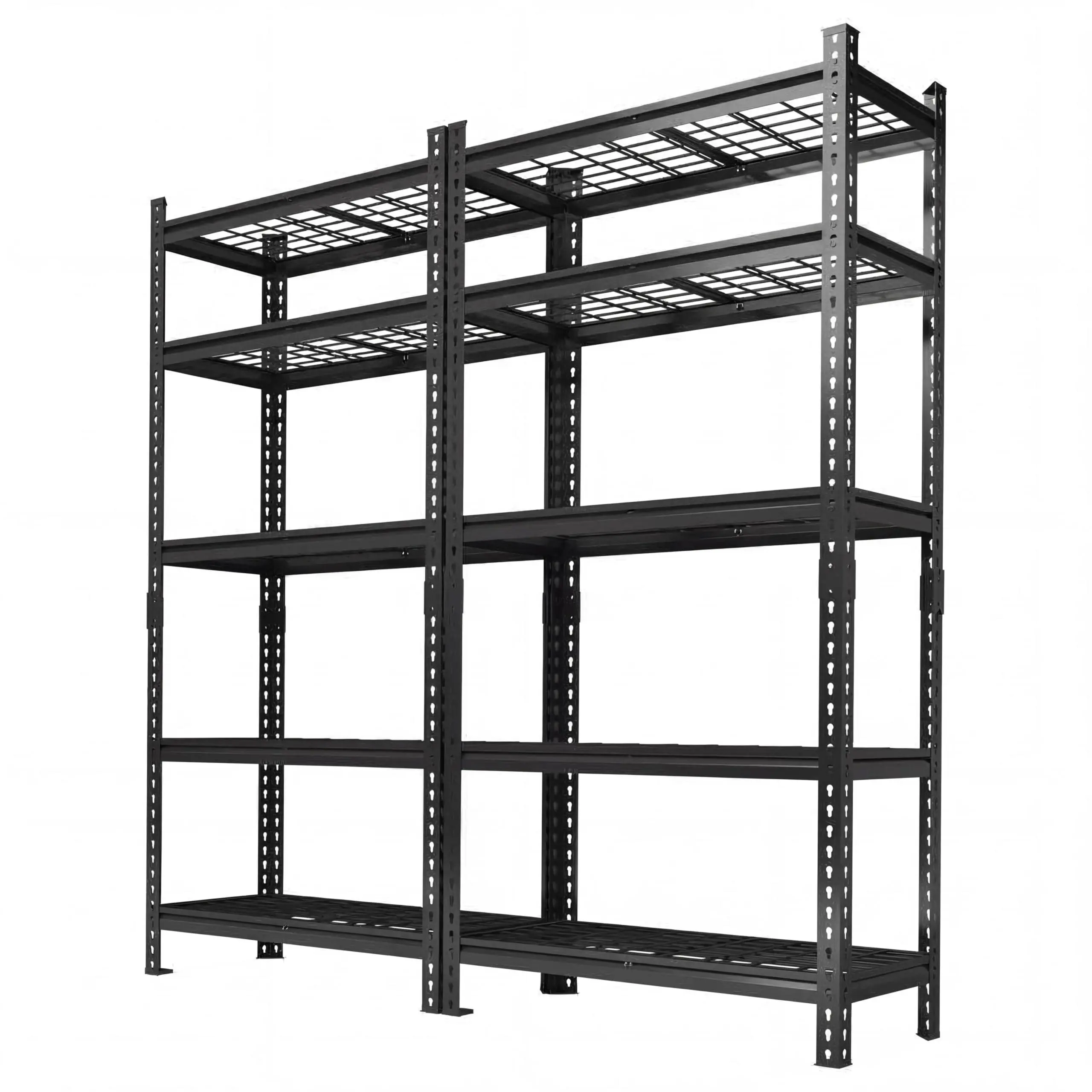 Gaomon 2-Pack Heavy-Duty Corrosion-Resistant Steel Storage Shelf Organisers, 5-Layer Boltless Adjustable Freestanding Metal Racks, 2000 LB Capacity, 72x36x16 In, for Garage, Workshop Organization, Black, Hardware, Foot Pads